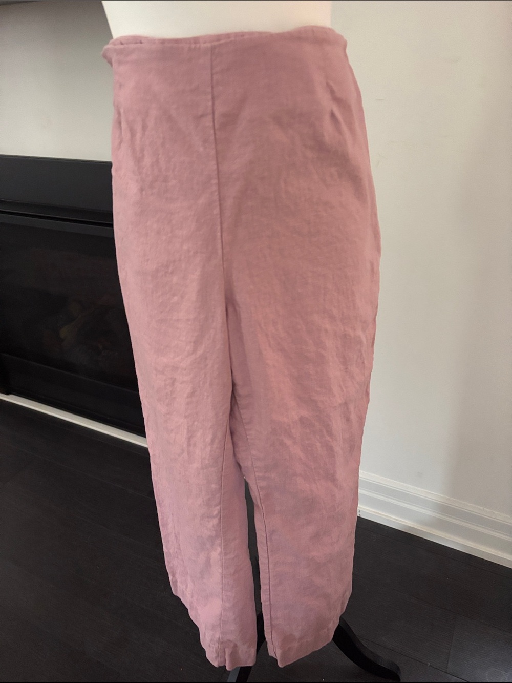 Vintage Melrose Women's Rose Pink High-Waist Linen/Rayon Blend Pants